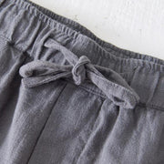 Buddha Stones Summer Solid Color Drawstring Elastic Waist Men's Cotton Linen Shorts With Pockets - image 18