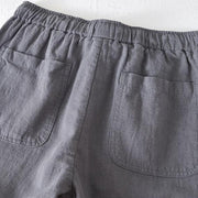 Buddha Stones Summer Solid Color Drawstring Elastic Waist Men's Cotton Linen Shorts With Pockets - image 19