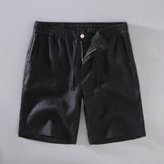 Buddha Stones Summer Solid Color Drawstring Button Design Men's Linen Shorts With Pockets - Black - US/UK/AU42，EU52 (3XL) - image 11