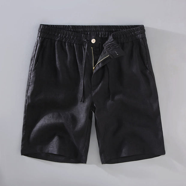 Buddha Stones Summer Solid Color Drawstring Button Design Men's Linen Shorts With Pockets - Black - US/UK/AU42，EU52 (3XL) - image 11