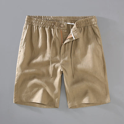 Buddha Stones Summer Solid Color Drawstring Button Design Men's Linen Shorts With Pockets - Goldenrod - US/UK/AU42，EU52 (3XL) - image 1