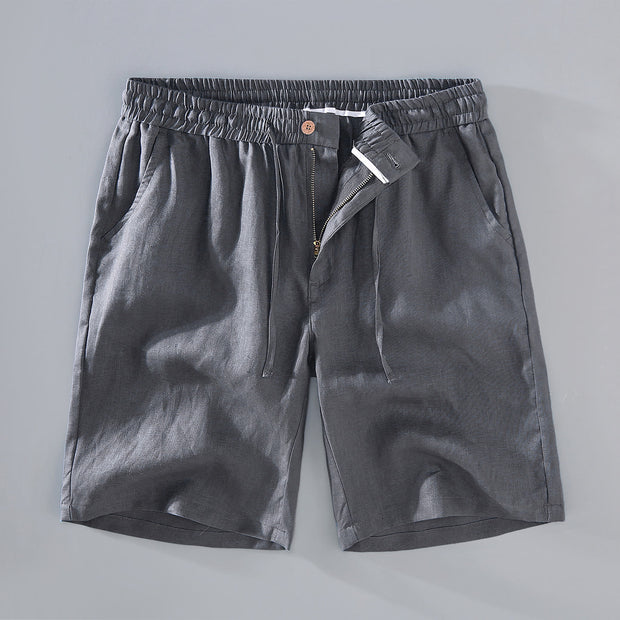 Buddha Stones Summer Solid Color Drawstring Button Design Men's Linen Shorts With Pockets - DimGray - US/UK/AU42，EU52 (3XL) - image 13