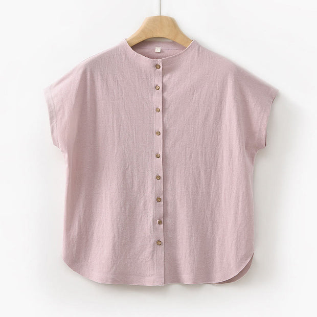 Buddha Stones 2Pcs Buttons Shirt Top Skirt With Pockets Meditation Cotton Clothing Women's Set - LightPink Shirt - US8-10，UK/AU12-14，EU40-42 (2XL) - image 10