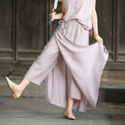 Buddha Stones 2Pcs Buttons Shirt Top Skirt With Pockets Meditation Cotton Clothing Women's Set - RosyBrown Skirt - US8-10，UK/AU12-14，EU40-42 (2XL) - image 1