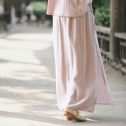 Buddha Stones 2Pcs Buttons Shirt Top Skirt With Pockets Meditation Cotton Clothing Women's Set - image 7