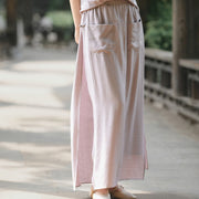 Buddha Stones 2Pcs Buttons Shirt Top Skirt With Pockets Meditation Cotton Clothing Women's Set - image 6