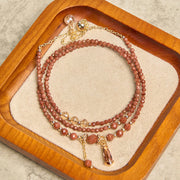 Buddha Stones Natural 2mm Goldstone Beads Positive Multi Layer Bracelet - image 3