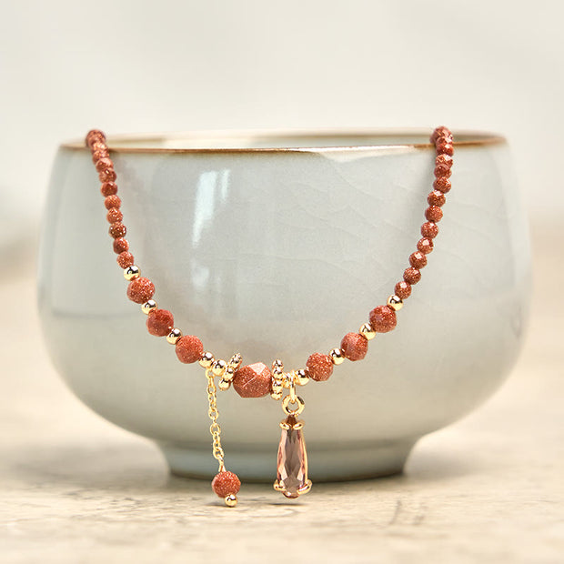 Buddha Stones Natural 2mm Goldstone Beads Positive Multi Layer Bracelet - image 7