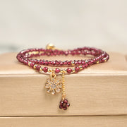 Buddha Stones Natural 2.5mm Garnet Beads Flower Purification Multilayer Bracelet - Garnet(Wrist Circumference: 15-21cm) - image 1