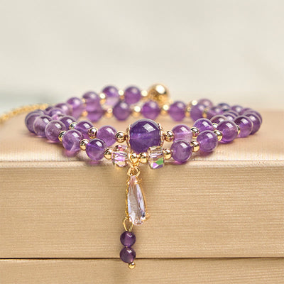 Buddha Stones Natural Amethyst Beads Balance Multi-layer Bracelet - Amethyst (Wrist Circumference: 15-21cm) - image 1