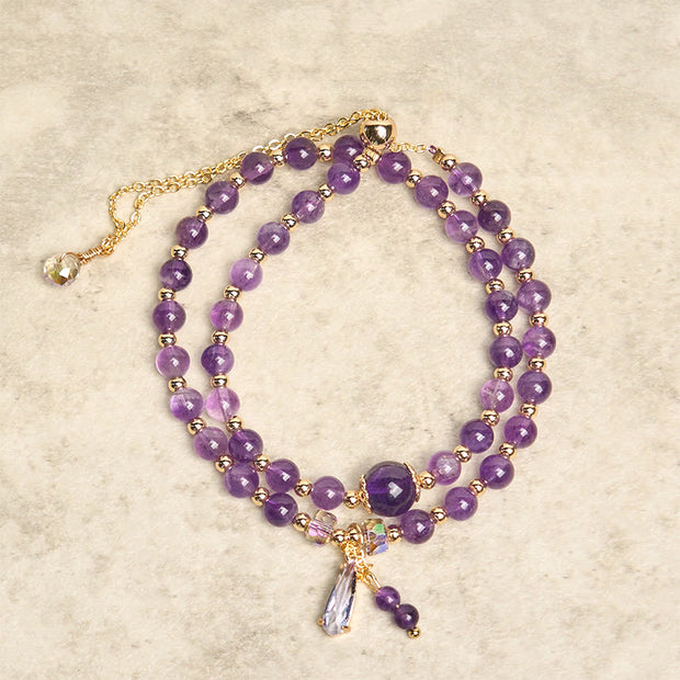 Buddha Stones Natural Amethyst Beads Balance Multi-layer Bracelet - image 3