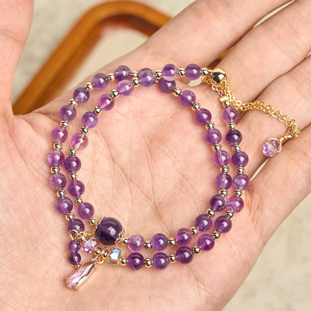 Buddha Stones Natural Amethyst Beads Balance Multi-layer Bracelet - image 2