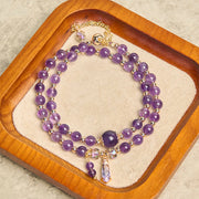Buddha Stones Natural Amethyst Beads Balance Multi-layer Bracelet - image 5