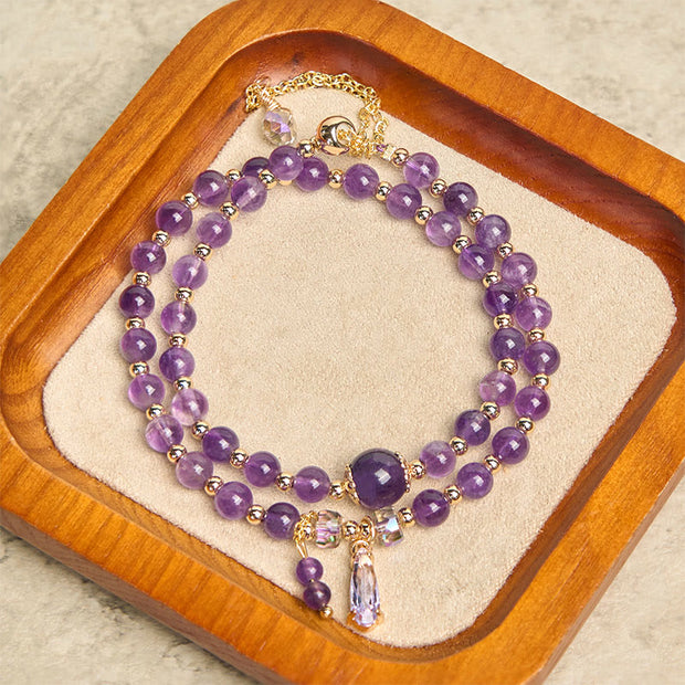 Buddha Stones Natural Amethyst Beads Balance Multi-layer Bracelet - image 5