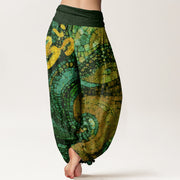 Buddha Stones Casual Golden Om Symbol Mosaic Pattern Women's Elastic Waist Harem Pants - image 10