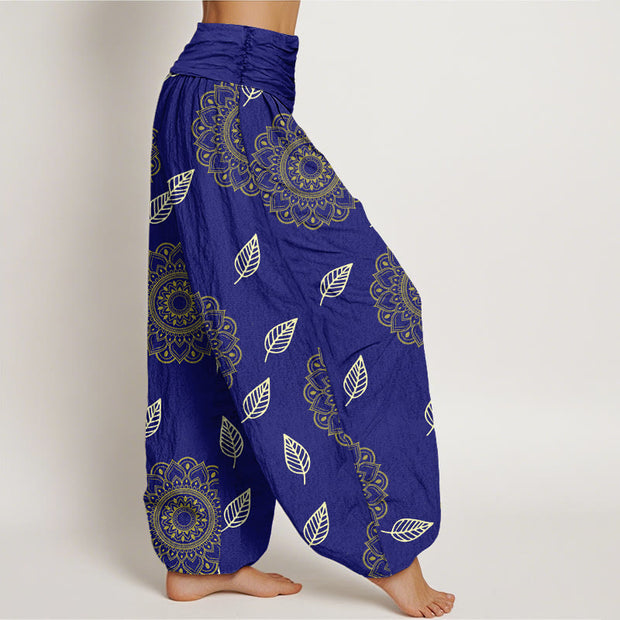 Buddha Stones Casual Mandala Leaves Pattern Women's Elastic Waist Harem Pants - image 11