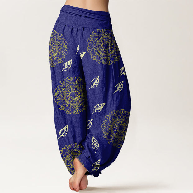 Buddha Stones Casual Mandala Leaves Pattern Women's Elastic Waist Harem Pants - image 10