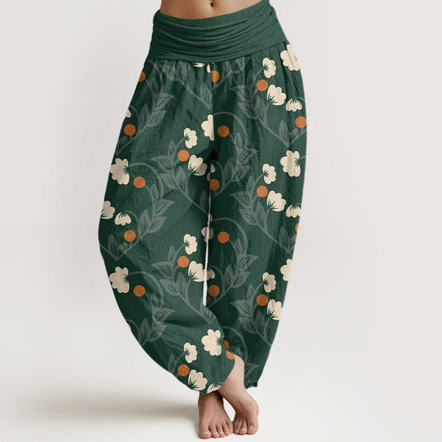 Buddha Stones Heart-Shaped Floral Pattern Women's Elastic Waist Harem Pants - DarkGreen - US22，UK/AU26，EU54 (6XL) - image 6