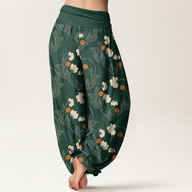 Buddha Stones Heart-Shaped Floral Pattern Women's Elastic Waist Harem Pants - image 7