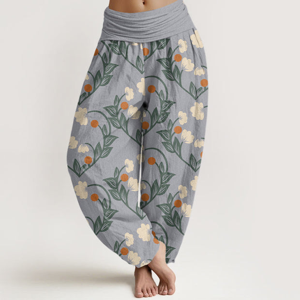 Buddha Stones Heart-Shaped Floral Pattern Women's Elastic Waist Harem Pants - LightGrey - US22，UK/AU26，EU54 (6XL) - image 9