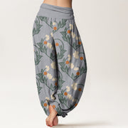 Buddha Stones Heart-Shaped Floral Pattern Women's Elastic Waist Harem Pants - image 10