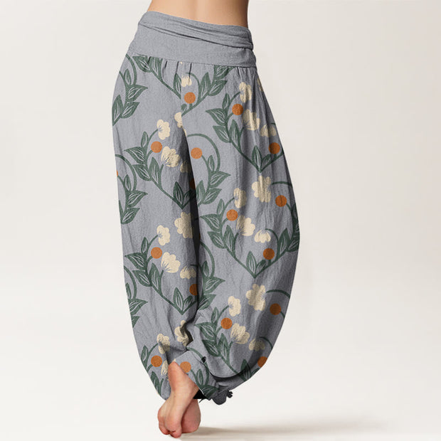 Buddha Stones Heart-Shaped Floral Pattern Women's Elastic Waist Harem Pants - image 10