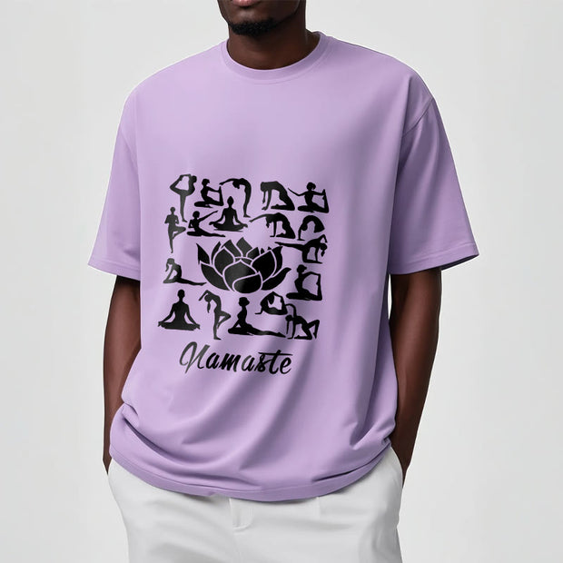 Buddha Stones Casual Lotus Flower Various Yoga Poses Pattern Tee T-shirt - image 18