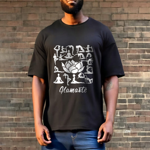 Buddha Stones Casual Lotus Flower Various Yoga Poses Pattern Tee T-shirt - image 6