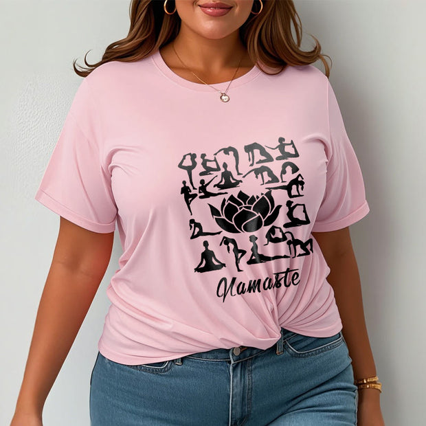 Buddha Stones Casual Lotus Flower Various Yoga Poses Pattern Tee T-shirt - image 14