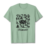 Buddha Stones Casual Lotus Flower Various Yoga Poses Pattern Tee T-shirt - PaleGreen - 2XL - image 15