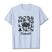 Buddha Stones Casual Lotus Flower Various Yoga Poses Pattern Tee T-shirt - LightCyan - 2XL - image 19