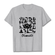 Buddha Stones Casual Lotus Flower Various Yoga Poses Pattern Tee T-shirt - LightGrey - 2XL - image 20