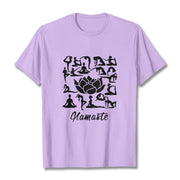 Buddha Stones Casual Lotus Flower Various Yoga Poses Pattern Tee T-shirt - Plum - 2XL - image 17