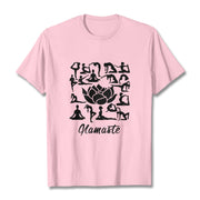 Buddha Stones Casual Lotus Flower Various Yoga Poses Pattern Tee T-shirt - LightPink - 2XL - image 13
