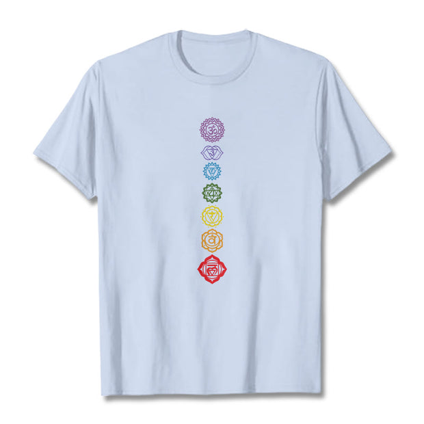 Buddha Stones Casual Colorful Circles Om Mani Padme Hum Pattern Tee T-Shirt - LightCyan - 2XL - image 19