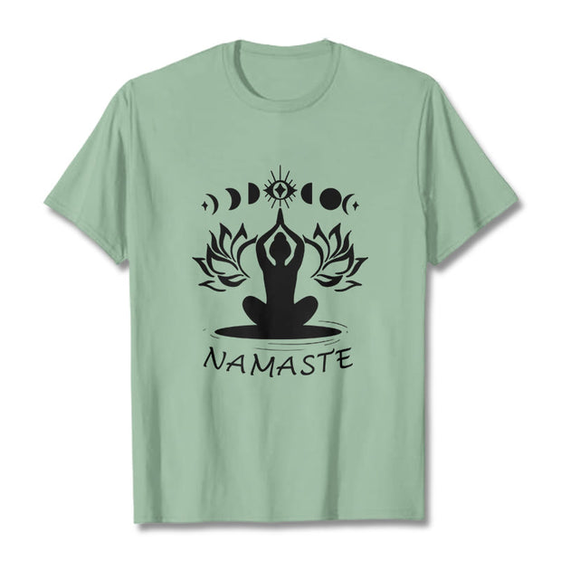 Buddha Stones Casual Meditative Figure Lotus Moon Eye Pattern Tee T-shirt - PaleGreen - 2XL - image 16