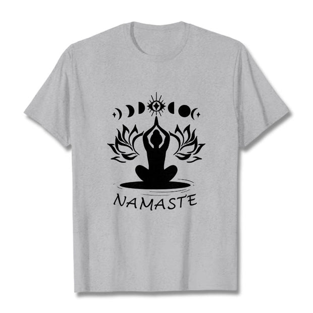 Buddha Stones Casual Meditative Figure Lotus Moon Eye Pattern Tee T-shirt - LightGrey - 2XL - image 20