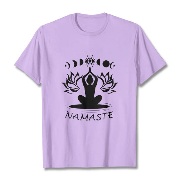 Buddha Stones Casual Meditative Figure Lotus Moon Eye Pattern Tee T-shirt - Plum - 2XL - image 18