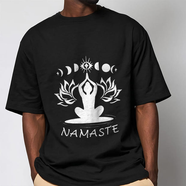 Buddha Stones Casual Meditative Figure Lotus Moon Eye Pattern Tee T-shirt - image 4