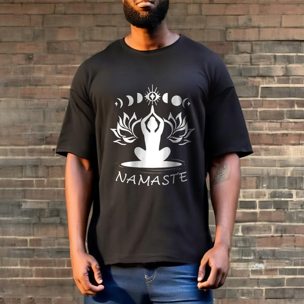 Buddha Stones Casual Meditative Figure Lotus Moon Eye Pattern Tee T-shirt - image 5