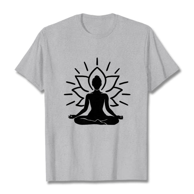 Buddha Stones Casual Meditative Figure Lotus Pattern Tee T-shirt - LightGrey - 2XL - image 20