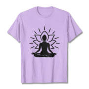 Buddha Stones Casual Meditative Figure Lotus Pattern Tee T-shirt - Plum - 2XL - image 17