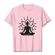 Buddha Stones Casual Meditative Figure Lotus Pattern Tee T-shirt - LightPink - 2XL - image 13