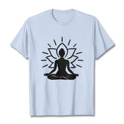 Buddha Stones Casual Meditative Figure Lotus Pattern Tee T-shirt - LightCyan - 2XL - image 19
