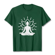 Buddha Stones Casual Meditative Figure Lotus Pattern Tee T-shirt - ForestGreen - 2XL - image 1
