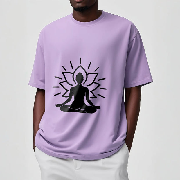 Buddha Stones Casual Meditative Figure Lotus Pattern Tee T-shirt - image 18