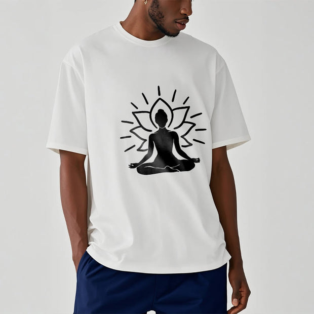Buddha Stones Casual Meditative Figure Lotus Pattern Tee T-shirt - image 9