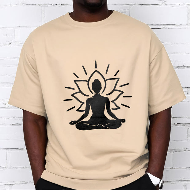 Buddha Stones Casual Meditative Figure Lotus Pattern Tee T-shirt - image 12
