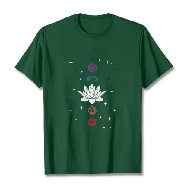 Buddha Stones Casual Lotus Flower Chakras Pattern Tee T-Shirt - ForestGreen - 2XL - image 11