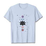 Buddha Stones Casual Lotus Flower Chakras Pattern Tee T-Shirt - LightCyan - 2XL - image 19